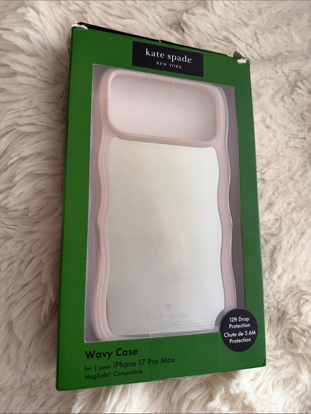 NEW KATE spade Pink MIRROR Wavy iPhone Case 17 PRO MAX MAGSAFE DROP PROTECTION X